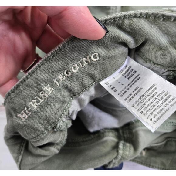 American Eagle Army Green Distressed Super Stretch X High Rise Jegging sz 2 - Picture 7 of 7